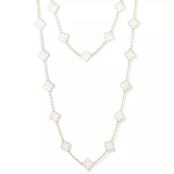 vca四叶草带钻项链系列,vca梵克雅宝四叶草项链