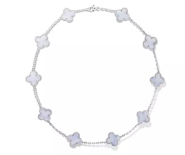 vca四叶草带钻项链系列,vca梵克雅宝四叶草项链