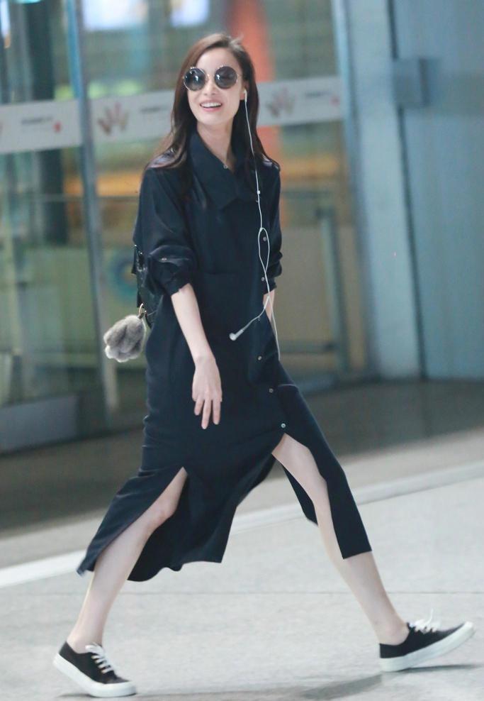 袁姗姗机场时尚穿搭,袁姗姗明星穿搭