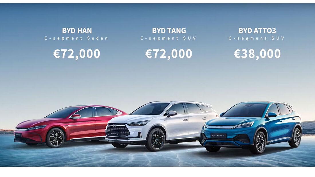 比亚迪各款车型最新消息,比亚迪进入欧洲的五款车