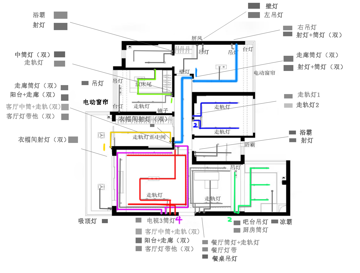140平无主灯水电材料需要多少钱,客厅电灯开关插座布局图