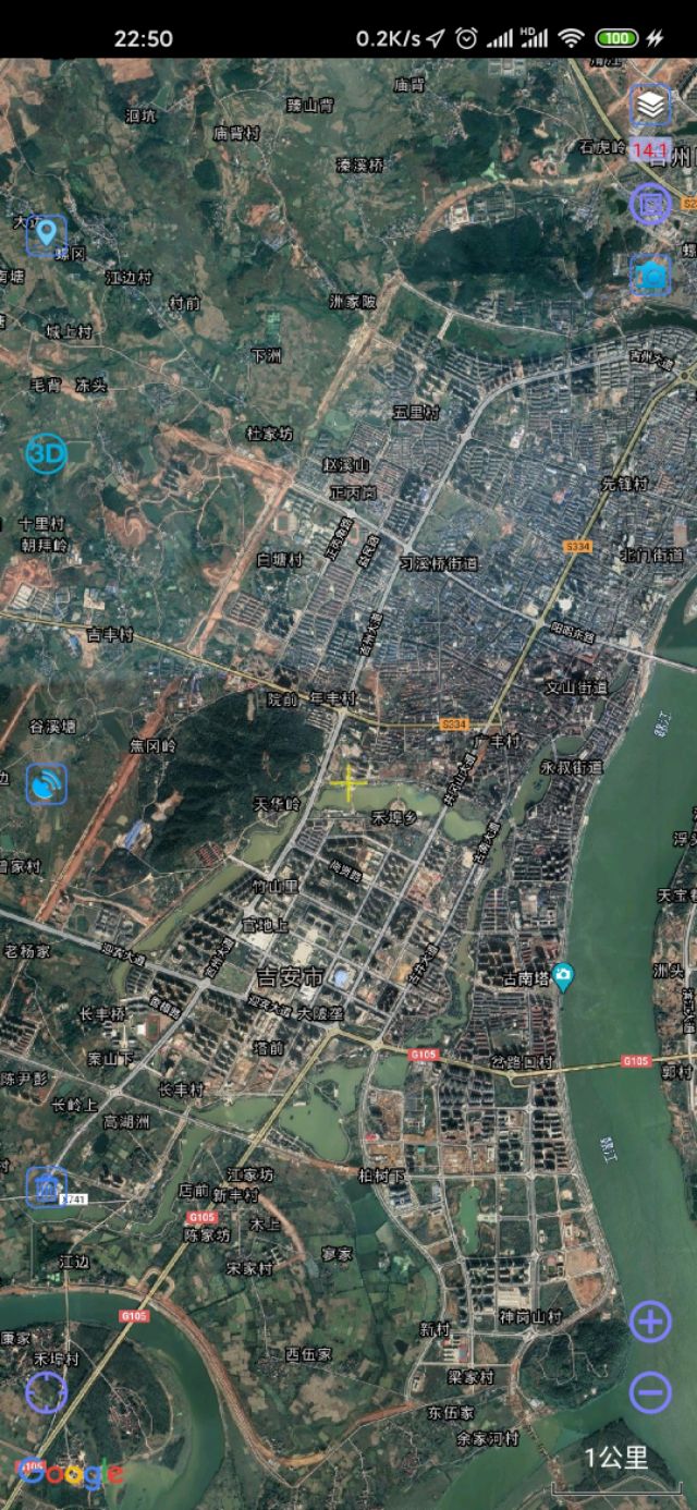 吉安市十县两区一县级市城区城建面积直观对比（同一比例尺下）