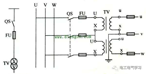 3相5柱电压互感器怎么接线视频,三相电压互感器和一个表怎么接线