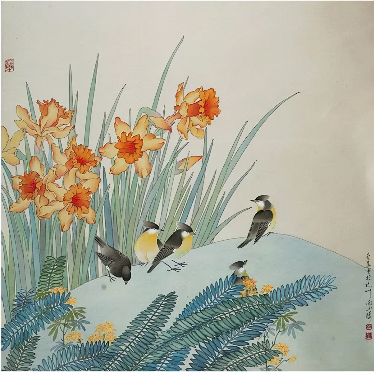 杜曼华美人蕉工笔画,淡雅空灵杜曼华工笔花鸟作品40幅