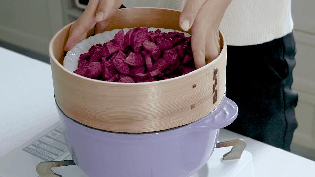 紫薯三角糯米糕,紫薯糯米粉发糕