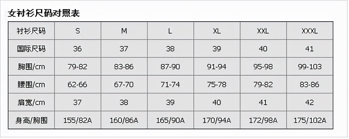 07体能服男女尺码对照表,男上装尺码对照表大全
