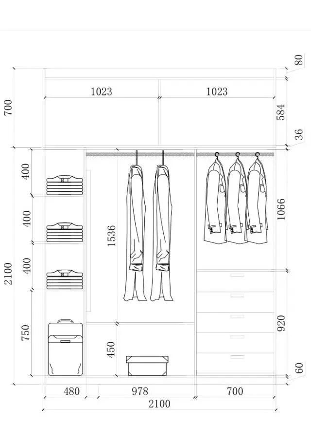 1.3米衣柜格局设计图,1米3衣柜布局设计