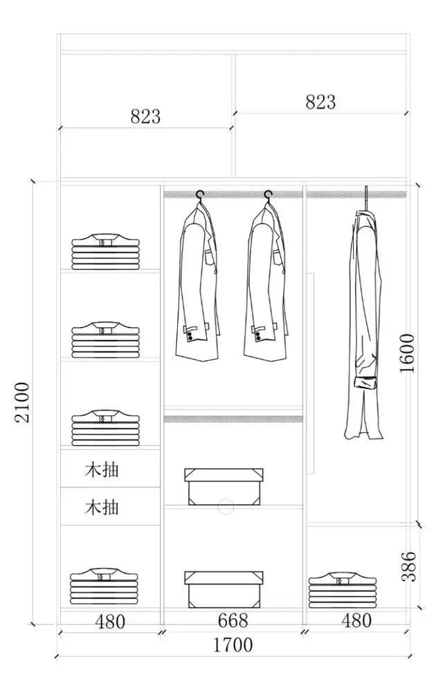零基础怎样出衣柜结构图,各种尺寸衣柜布局尺寸图