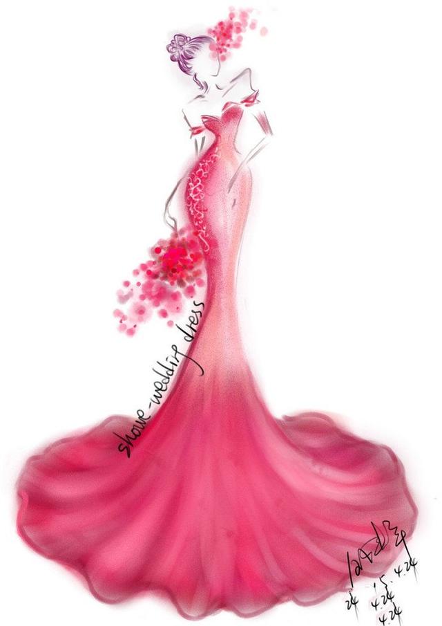 服装设计礼服素描手稿,著名设计师服装设计手稿