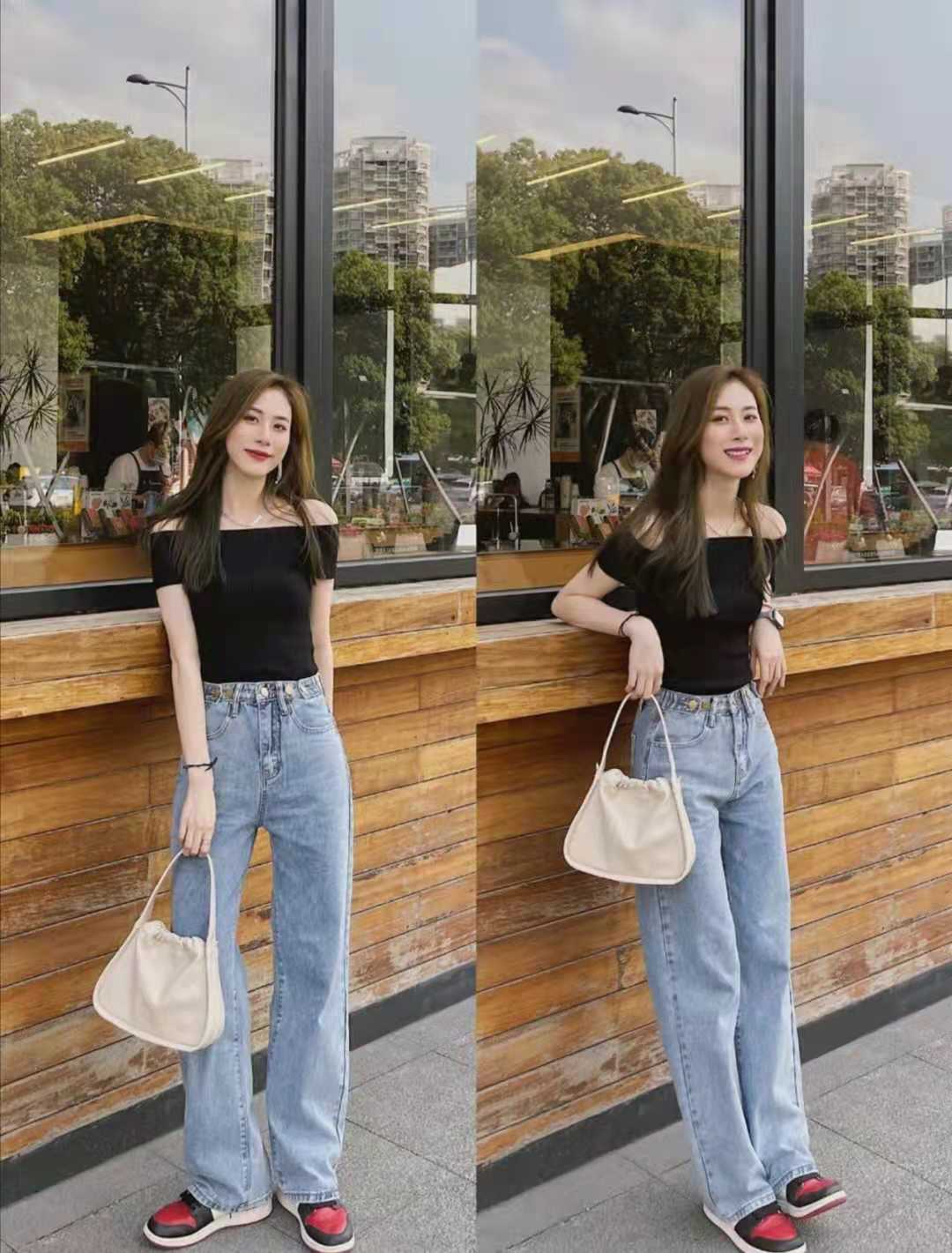 一字领露肩打底上衣搭配,露肩上衣长袖怎么搭配