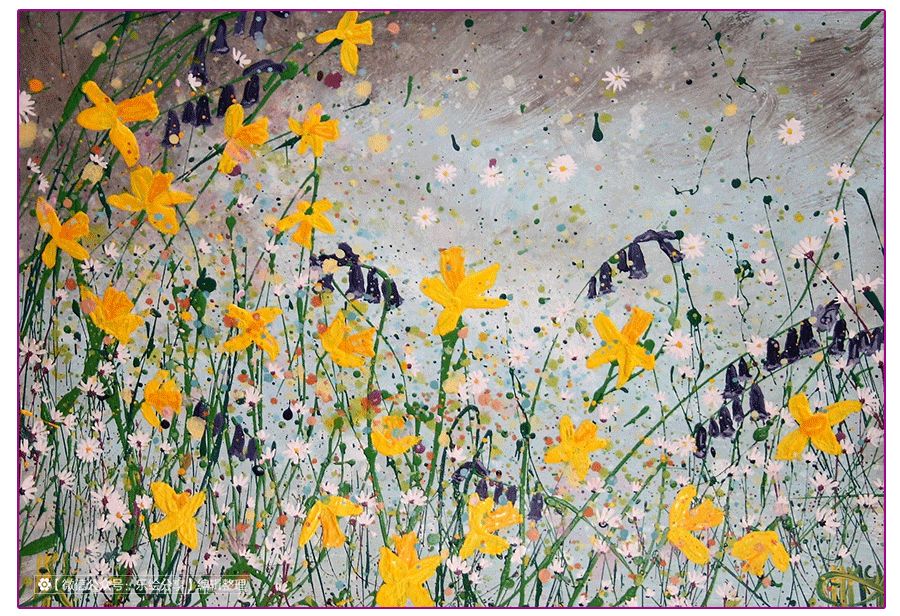 膏状水彩颜料绘画花草,藤蔓植物创意画颜料