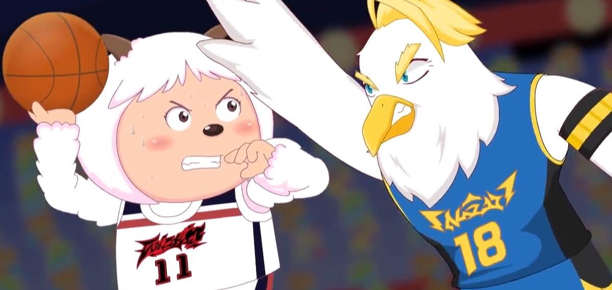 喜羊羊球胜狼虎翼高燃场面,喜羊羊与灰太狼懒羊羊投出三分球