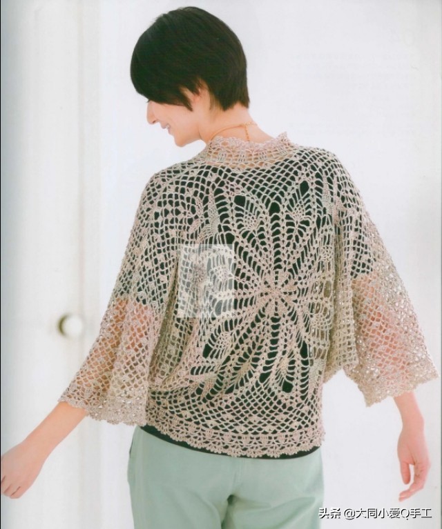 夏季镂空罩衫钩针编织,春夏季百搭钩针小开衫有编织图解