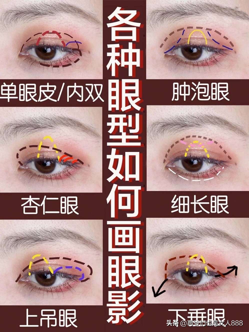 不同眼型的眼影画法教程,日常百搭肿泡眼双眼皮眼影教程