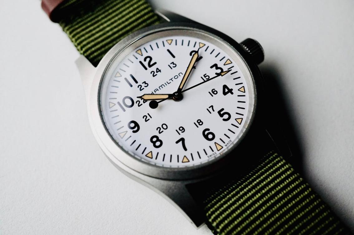 汉密尔顿卡其战野手动,汉密尔顿滤水肺表盘