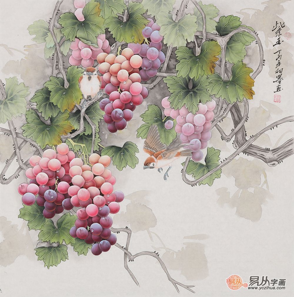 适合餐厅挂的花鸟画,最流行的餐厅挂画单幅推荐