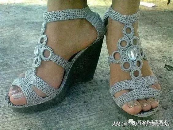 旧鞋底改造钩针鞋教程,手工钩鞋教程春夏季椰子鞋