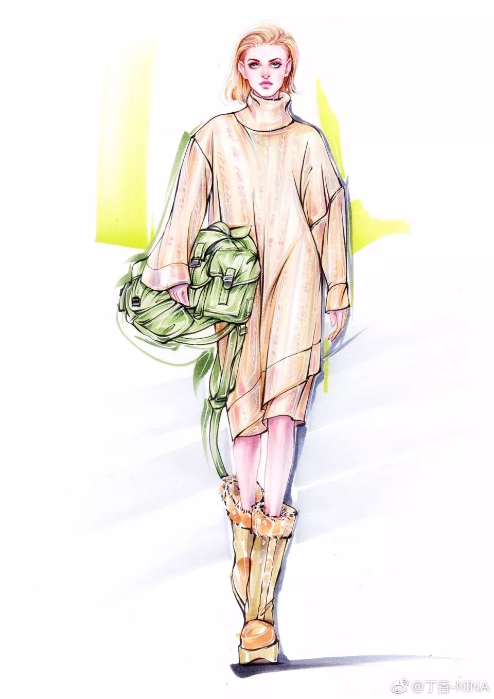 礼服怎么画好看仙气用彩铅,马克笔和彩铅裙子上色教程