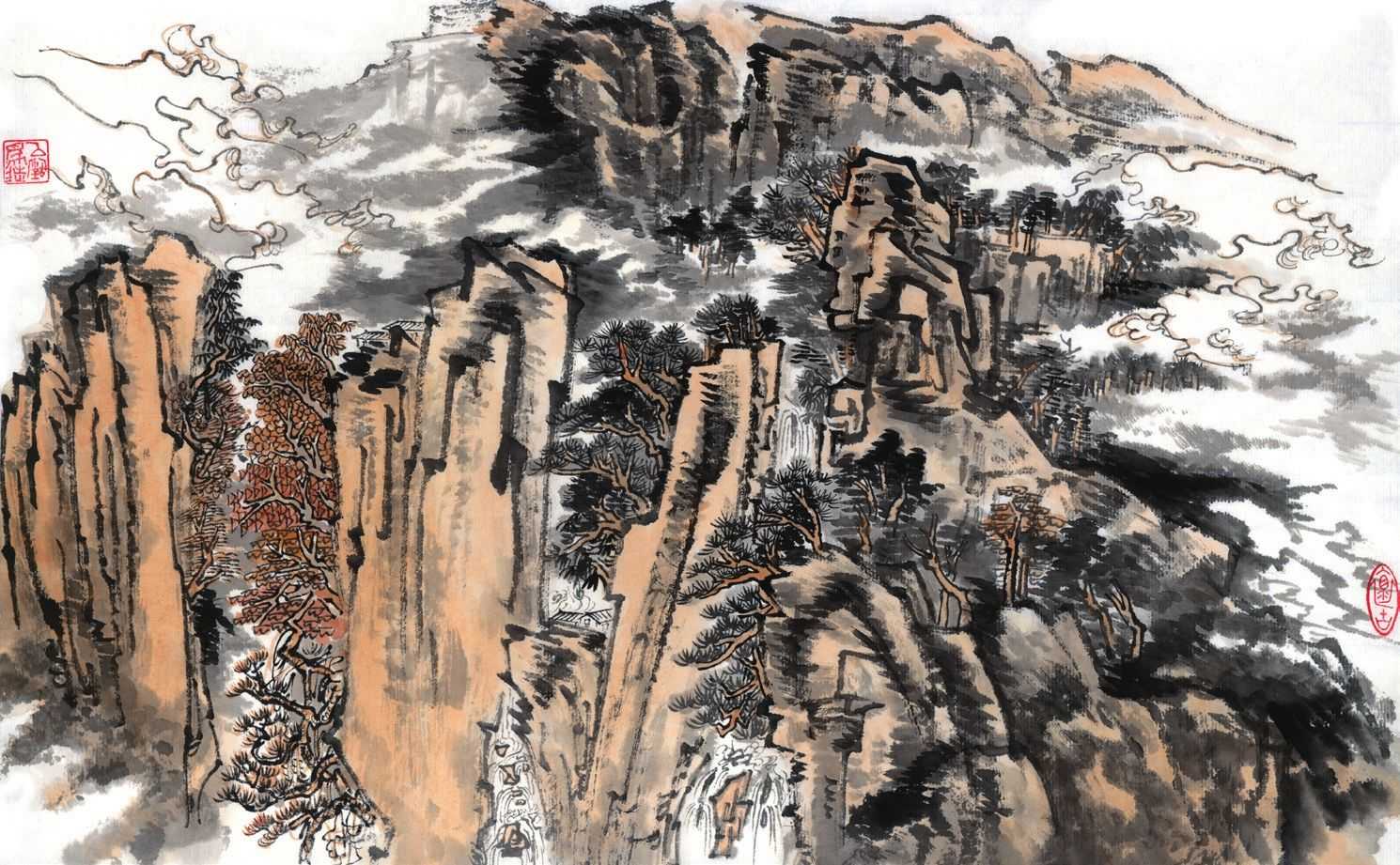 零基础画山水画教程,山水画三级考级范画