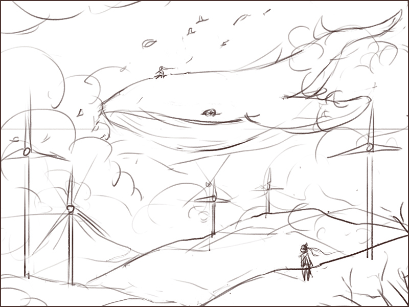 零基础用蜡笔画星空画,海上日出插画