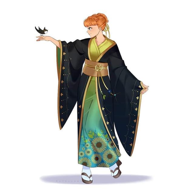 迪士尼公主日本和服图片,迪士尼公主艾莎的几个造型