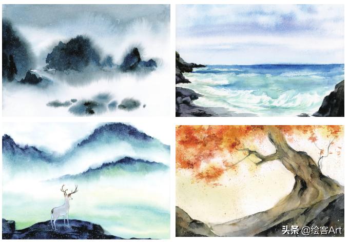 简单的水彩山水画教程,简单的水彩风景画怎么画