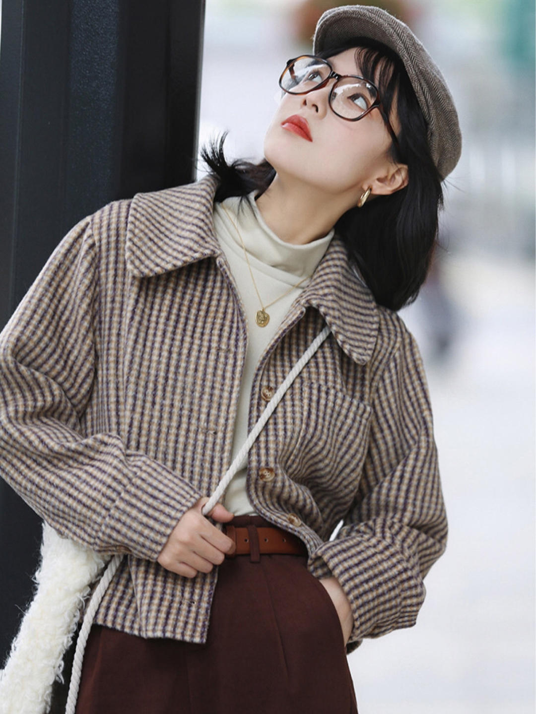 冬季简约毛呢外套穿搭,毛呢外套穿搭中短高端大气上档次