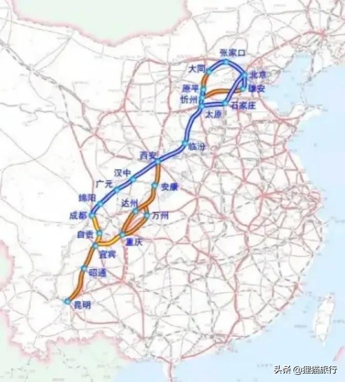 京昆高速北京至成都,京昆高铁经太原到西安线路图