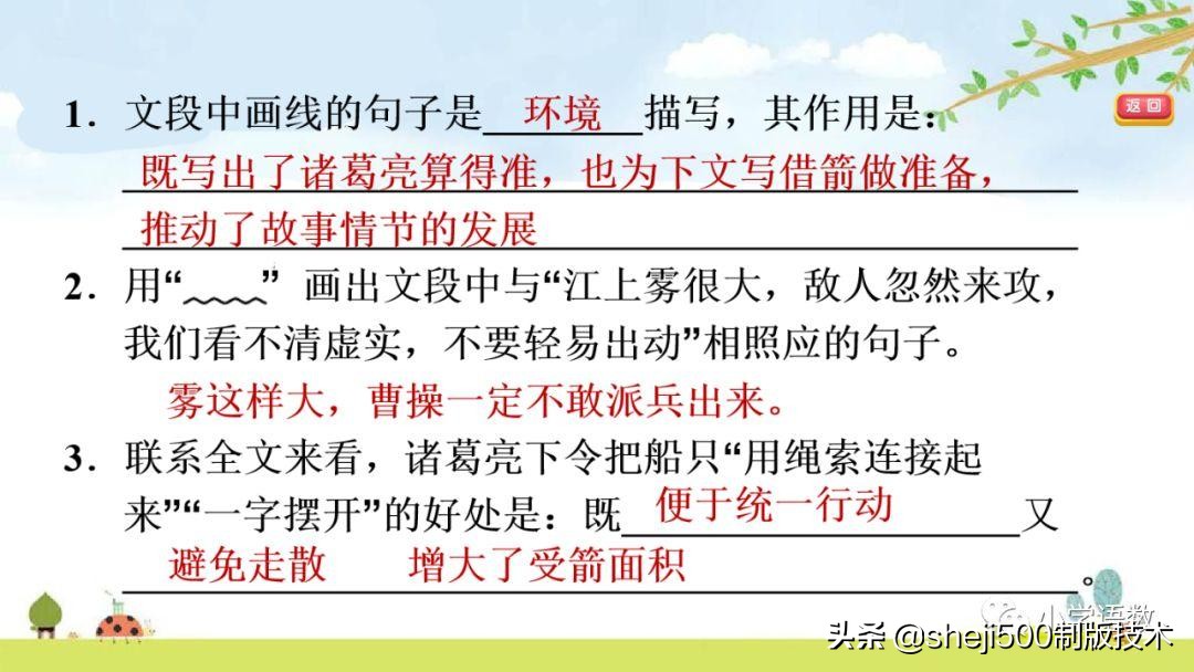 五年级下册5课草船借箭预习笔记,预习第五课草船借箭