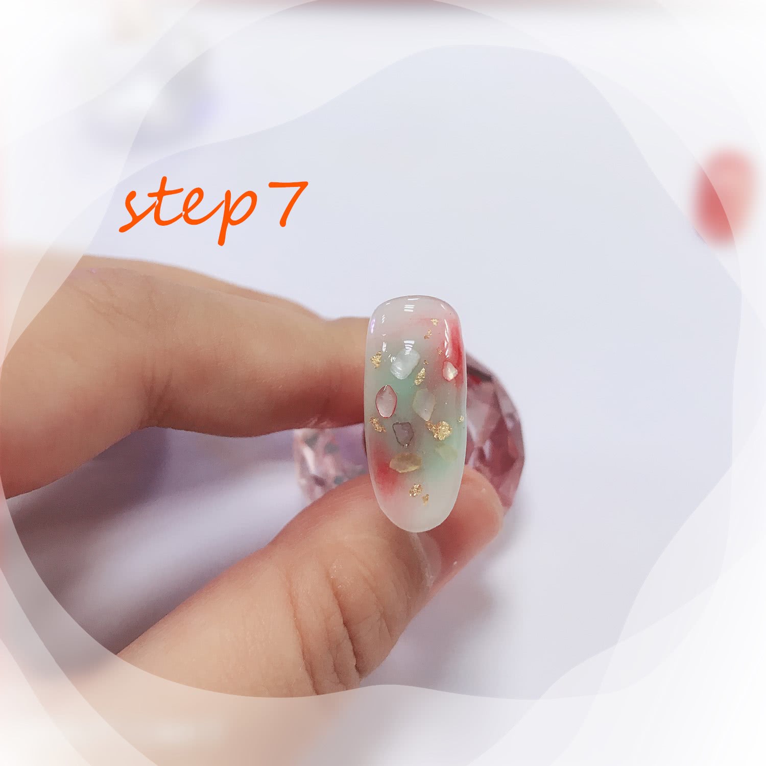 美甲款式推荐晕染美甲,渐变晕染金箔贝壳珍珠美甲黑白