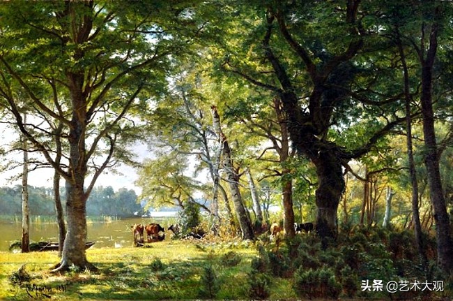 美国乡村红房子油画作品,美国亚马逊河派风景油画作品