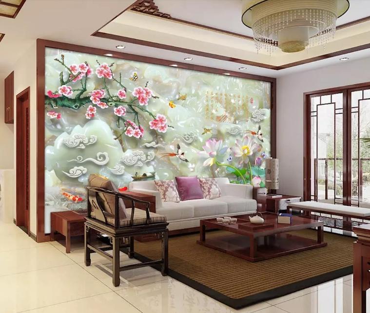 客厅沙发浮雕立体挂画背景墙,现代装饰风格电视背景墙效果图