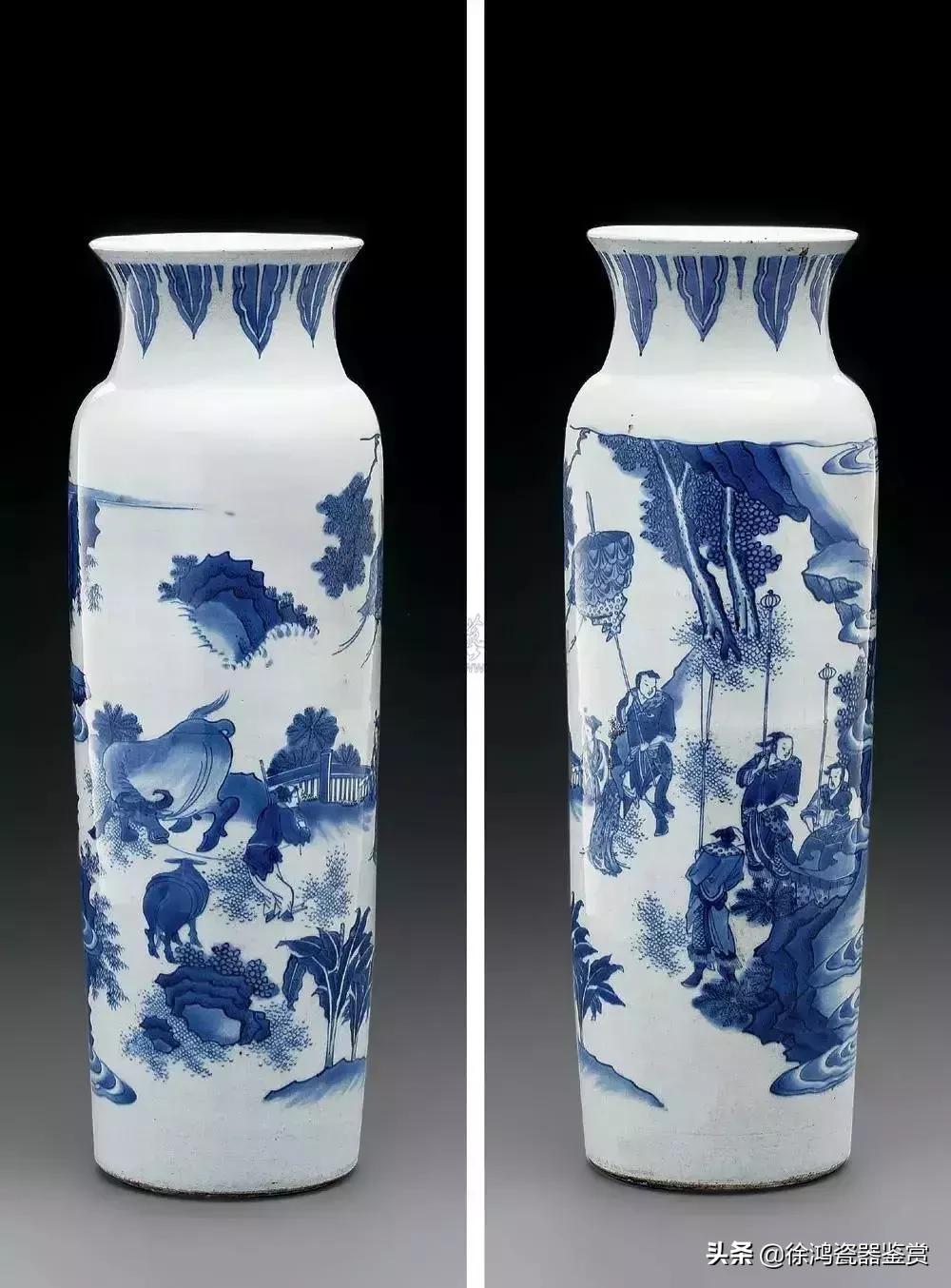 明崇祯青花山水瓷器,明崇祯鹿纹青花瓷器