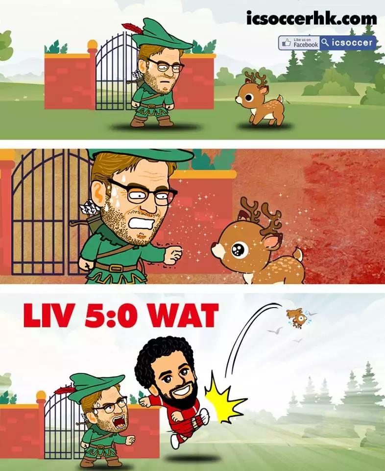 萨拉赫大四喜沃特福德,足球世界萨拉赫和梅西