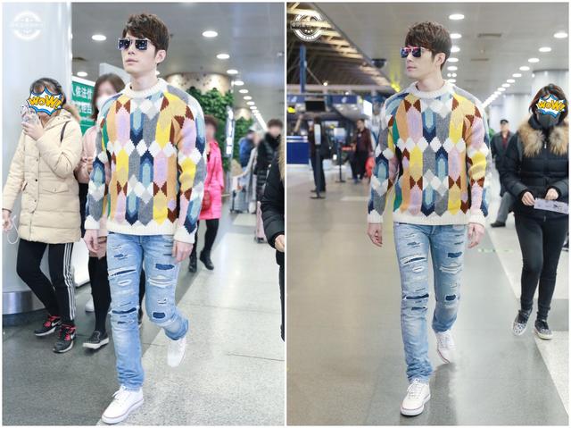 陈学冬干练西装助阵,陈学冬机场穿卫衣
