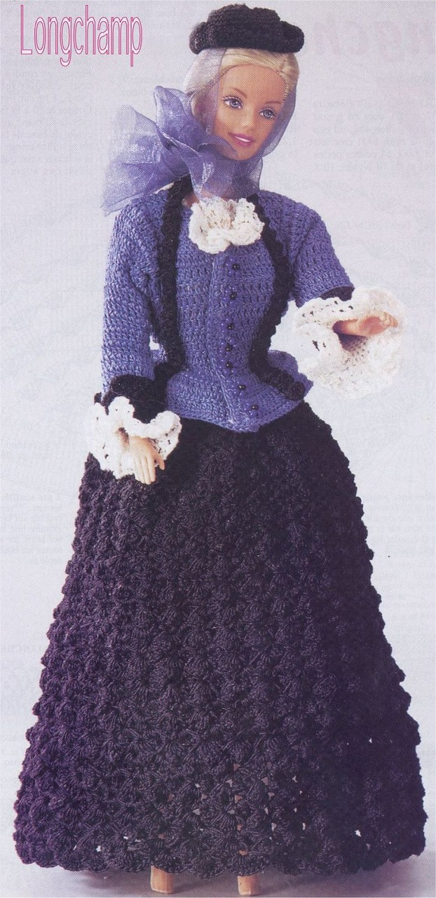 钩织芭比娃娃衣服,17厘米芭比娃娃衣钩织教程