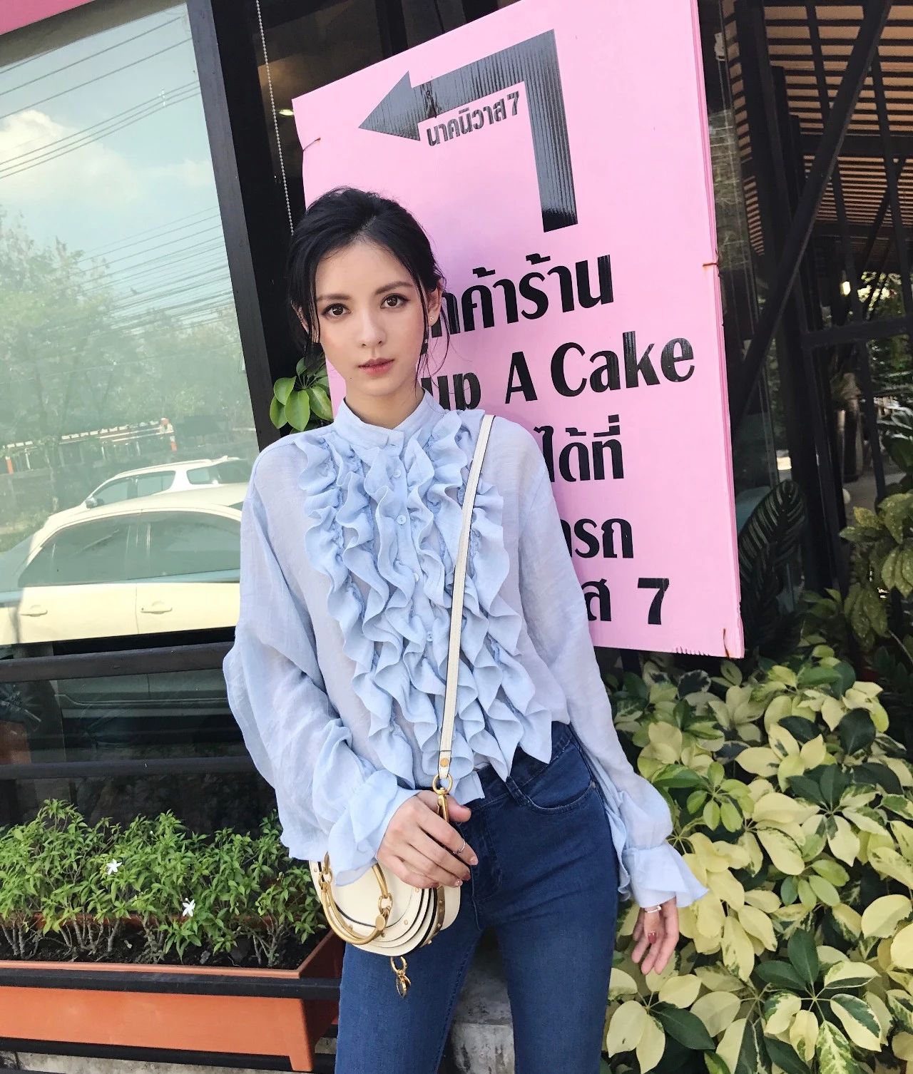 微胖开春别致小雪纺衫,开春上衣胖mm雪纺衫