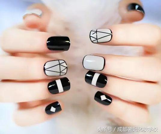 简约中国风几何图案,美甲简单大方又好看款式