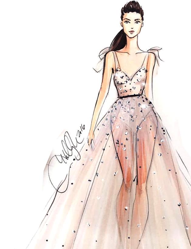 插画手绘人物服装搭配,水彩服装设计画法