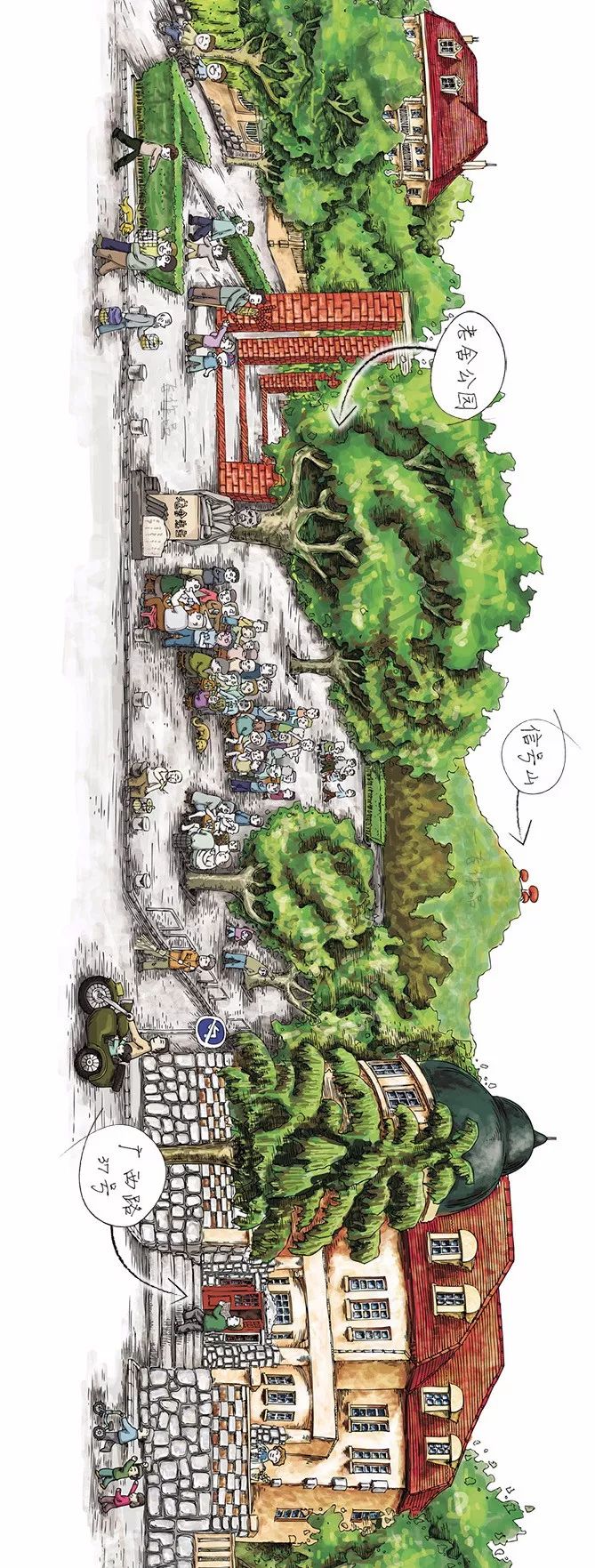 手绘青岛中山路游览图,手绘青岛建筑效果图