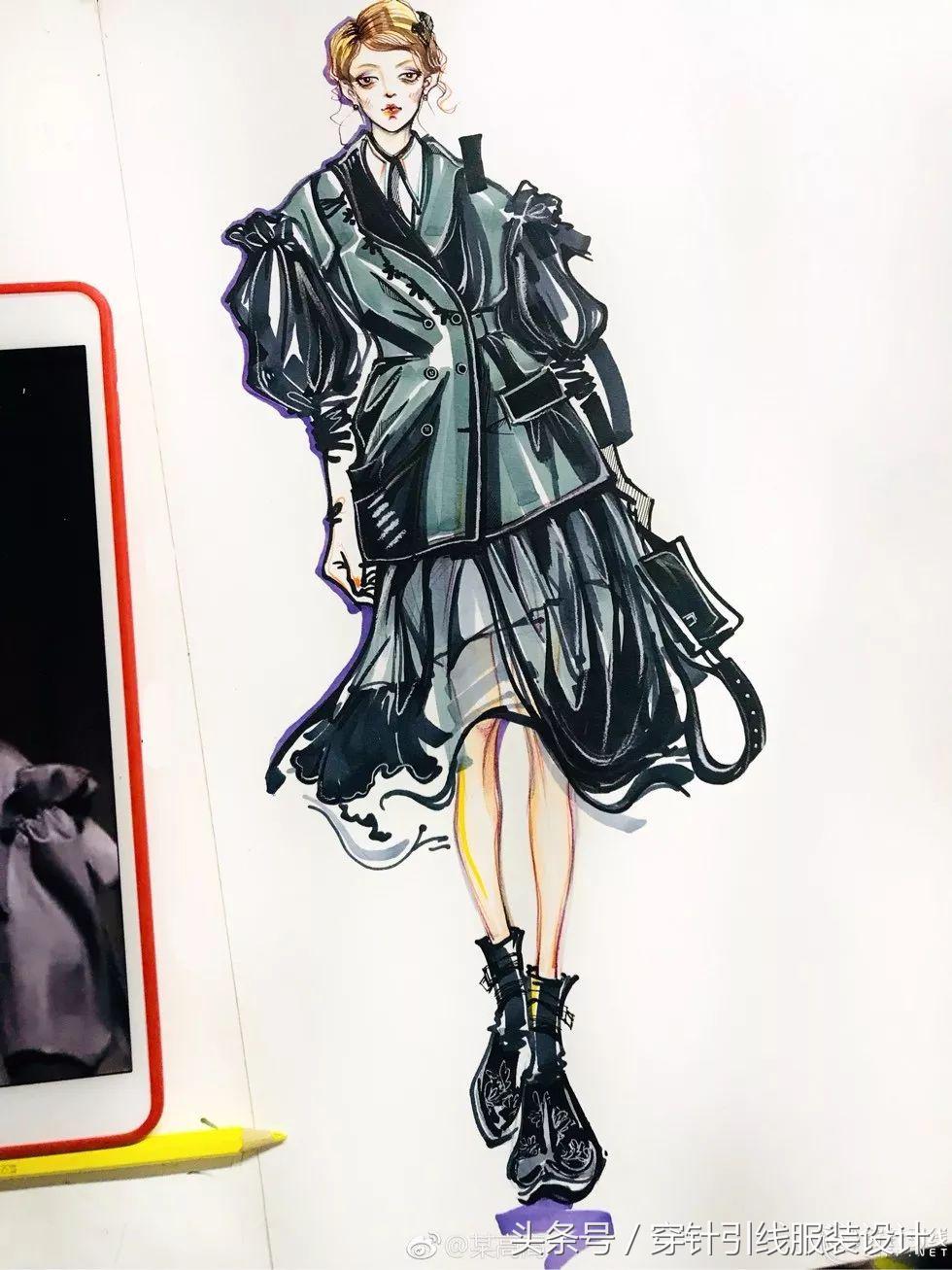 时装手绘图变颜色,时装手绘效果图礼服