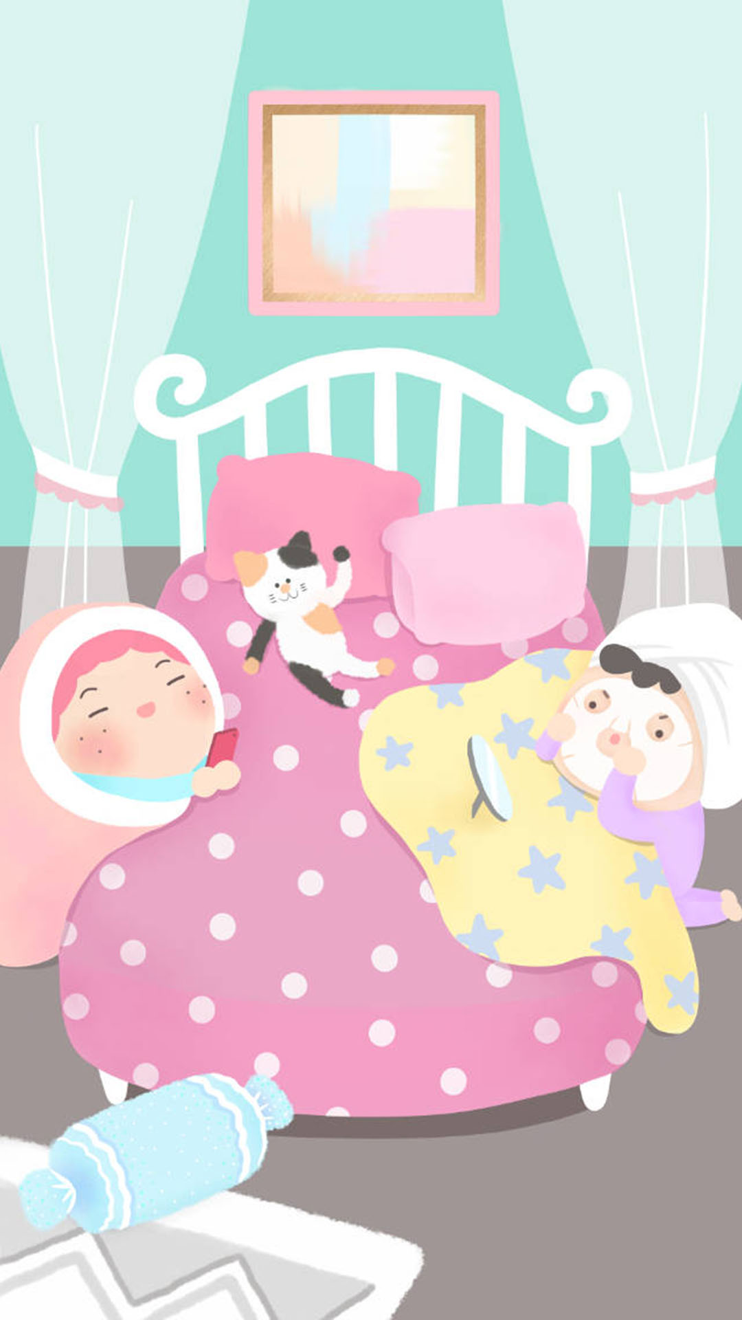 卡通治愈插画手机壁纸,手机壁纸卡通插画