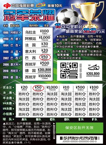 福利彩票足球杯,中国福利彩票足球中奖