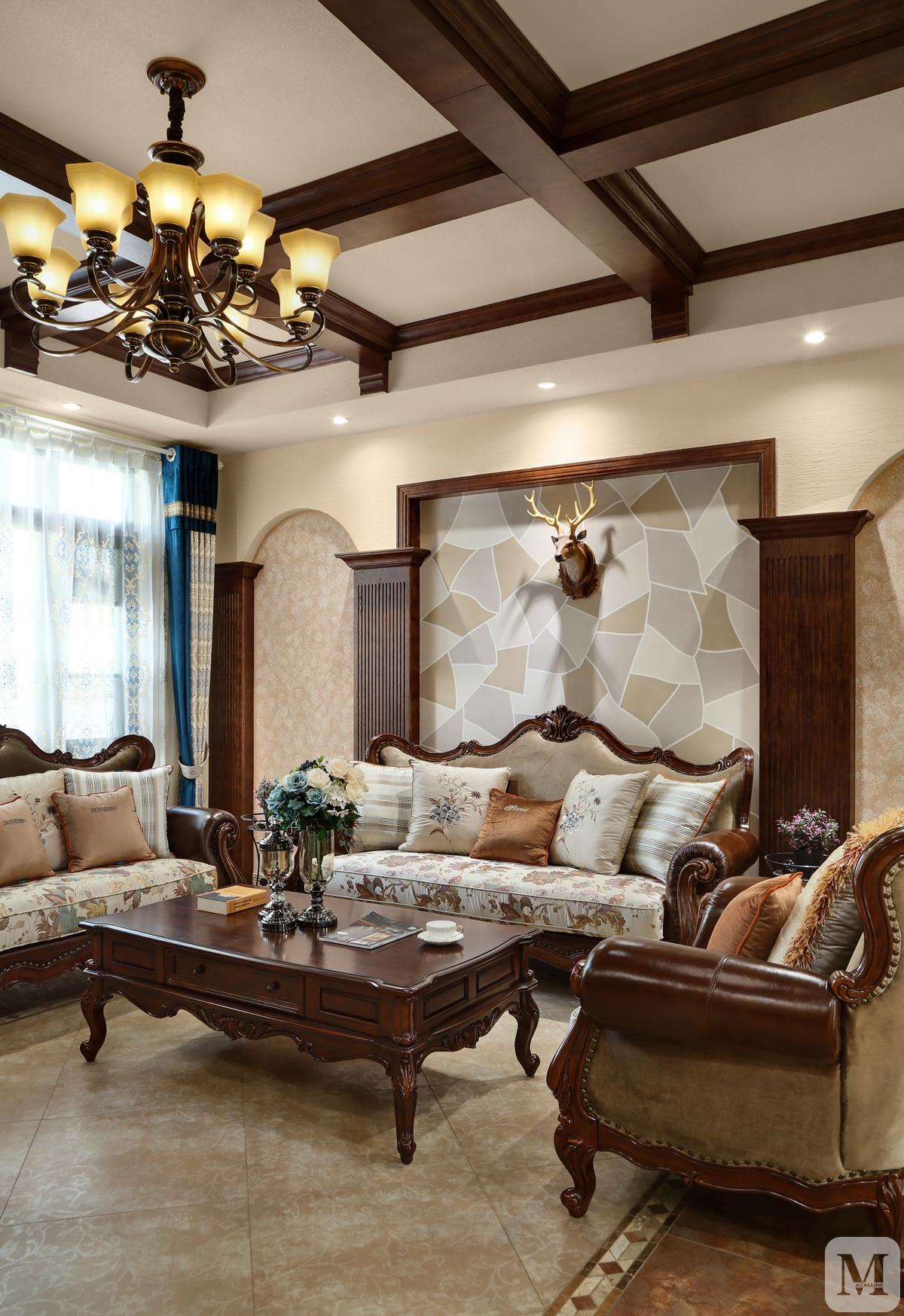 中式豪宅实木整装全屋定制,美式130平全屋实木定制