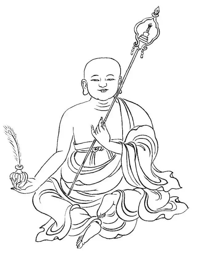 罗汉白描画稿,小写意罗汉图白描