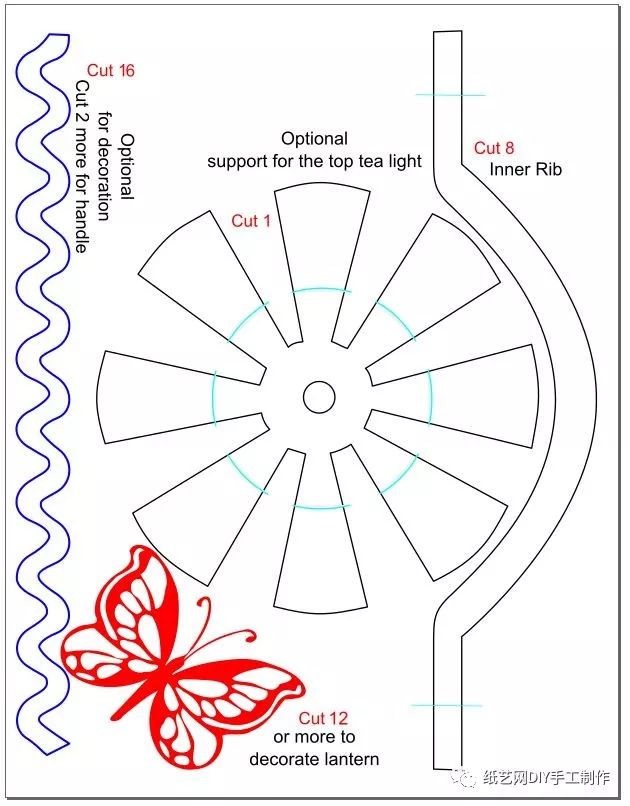 手工折纸古风灯笼长方形手提宫灯,如何固定纸雕灯笼图片教程