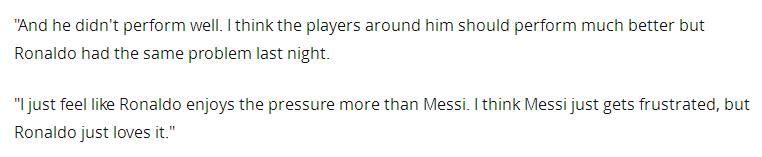 梅西大赛太软？哈维有话要说，而C罗昔日队友埃弗拉直戳痛处