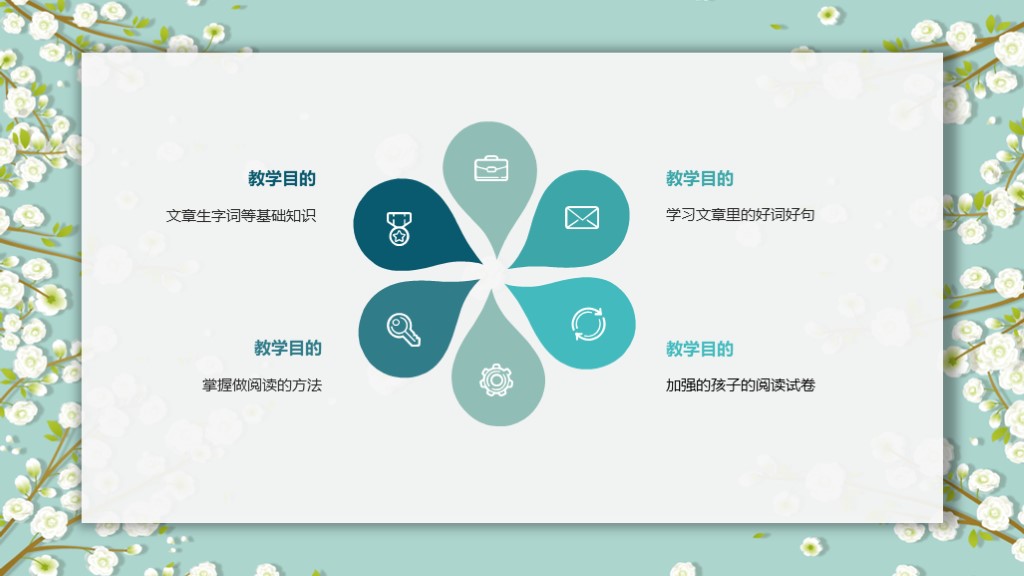 淡雅小花朵ppt模板,清新ppt模板蓝底小花