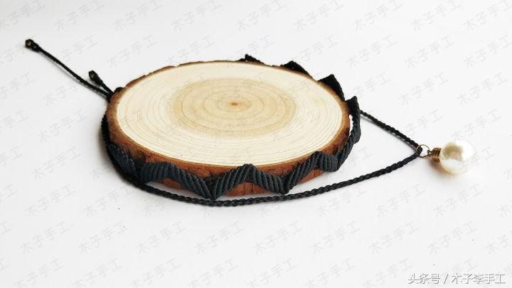 双层锁骨链编绳编法,黑色双层珍珠项链锁骨链高级感