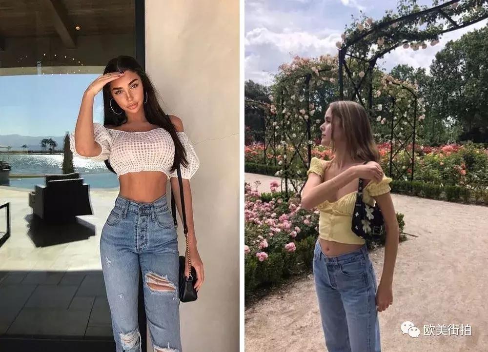 上身短白t恤下身怎么配好看,上身短下身长衣服穿搭